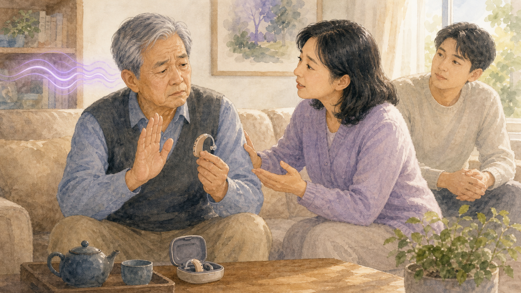 家人耐心倾听老人对助听器的顾虑